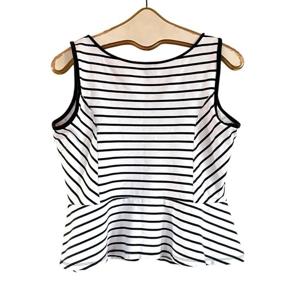 Ann Taylor Striped Sleeveless Peplum Top - Picture 2 of 6